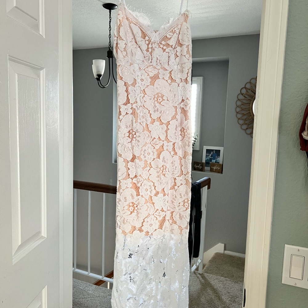 White lace midi dress XS